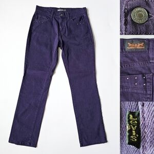 💜 Levi’s Women’s 505 Straight Leg Jeans – W28 L32 – Purple Studded Pockets